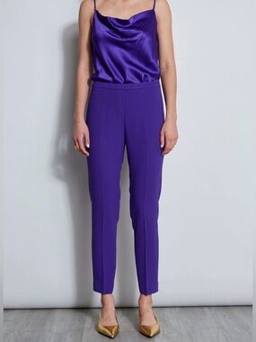 Elie Tahari Purple Slim Fit Crepe Pants 14